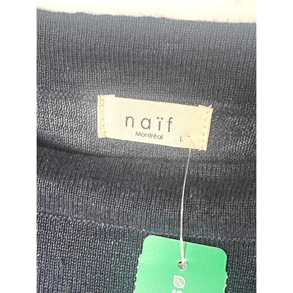 Naïf Linen Boat Neck Sweater Womens Large Blue Long Sleeve Relaxed Fit - Picture 10 of 12